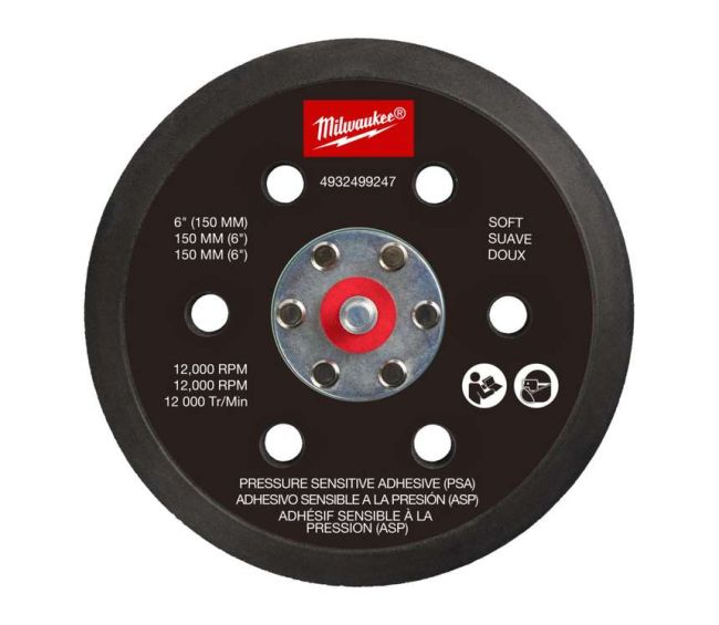 Підошва шліфувальна MILWAUKEE FROSBPHP150, O150мм, 6 отв. для M12 FROS (жорстка з PSA) (4932499247)