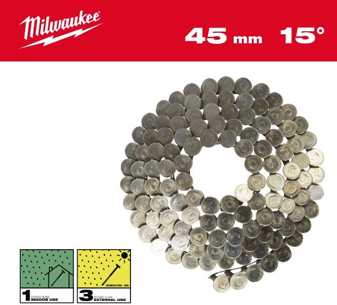 Цвяхи оцинковані з круглою головкою в котушці MILWAUKEE, 3,05х10,5мм/15 градусів/45мм, (1440шт) (4932499315)