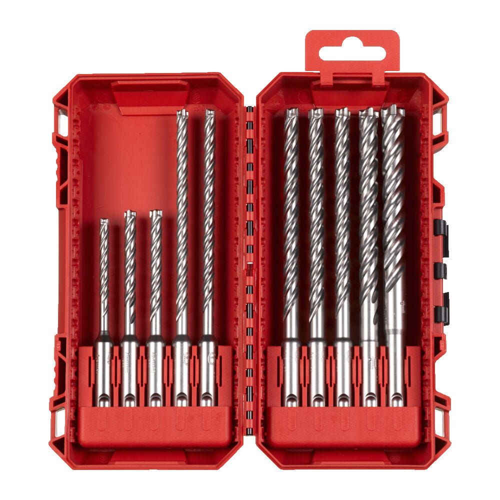 Набір бурів SDS-PLUS MX4 PACKOUT MILWAUKEE, (діаметри 5/6/6/6/6/8/8/8/10/12мм) Set 3, (10шт) пластиковий кейс (4932500062)