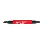 Маркер для будмайданчика INKZALL Double Tip MILWAUKEE, тонкий/ультра-тонкий, чорний (48223115) (4932501154)