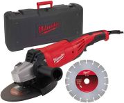 Кутова шліфувальня машина MILWAUKEE 230 мм AG22-230DMS-DSET (+ захисний кожух, бокова рукоятка, фланець, фланцева гайка, кабель, (4933440292)