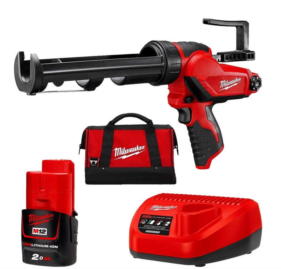 Пістолет для герметиків акумуляторний MILWAUKEE M12 PCG/310C-201B, 310мл (зарядний пристрій С12 С, 1 акумулятор М12 В2 2Аг, плас (4933441655)