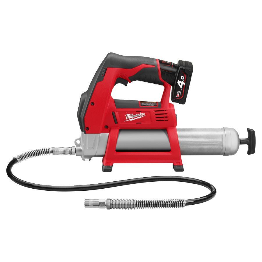 Шприц для змащування акумуляторний MILWAUKEE, M12 GG-401B (зарядний пристрій, 1 акумулятор М12 В4 4Ач, алюмінієва туба, сумка) (4933441675)