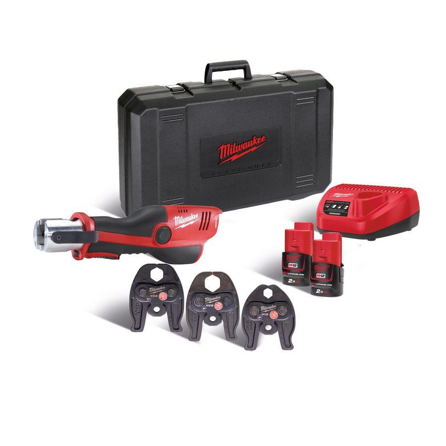 Обтискач гідравлічний акумуляторний для труб MILWAUKEE, M12 HPT-202C M-SET (зарядний пристрій С12 С, 2 аккумулятори М12 В2 2Аг, (4933443095)