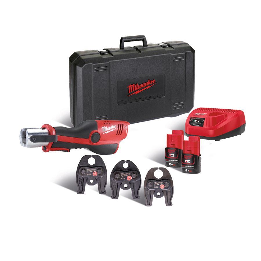Обтискач гідравлічний акумуляторний для труб MILWAUKEE, M12 HPT-202C V-SET (зарядний пристрій С12 С, 2 акумулятори М12 В2 2Аг, а (4933443100)