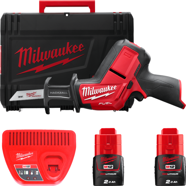 Пила шабельна акумуляторна безщіткова MILWAUKEE, M12 CHZ-202C (зарядний пристрій С12 С, 2 акумулятори М12 В2 2Аг, полотно, кейс) (4933447738)