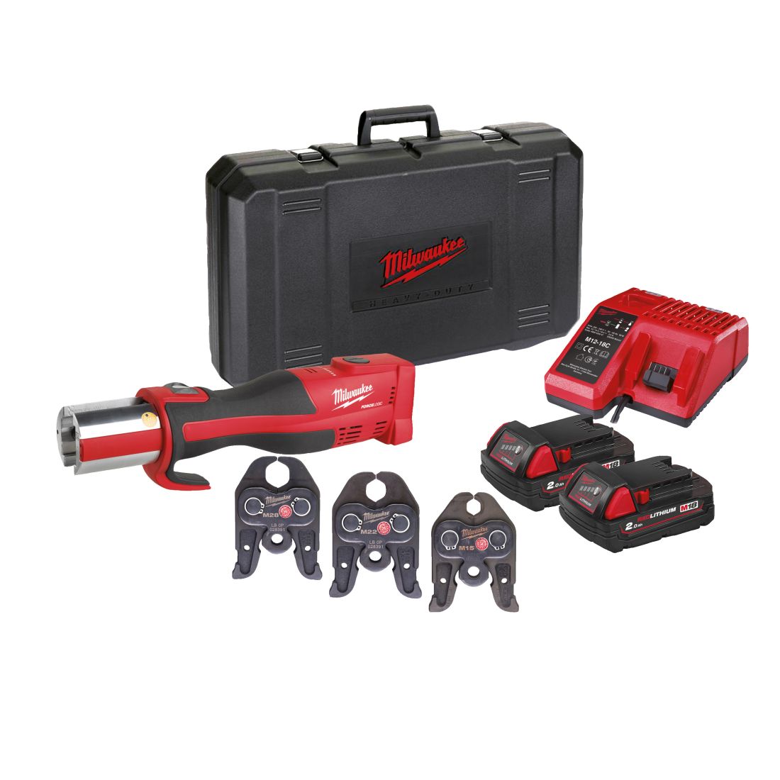 Обтискач гідравлічний акумуляторний для труб MILWAUKEE, M18 BLHPT-202C M-SET (зарядний пристрій М12-18 С, 2 акумулятори М18 В2 2 (4933451133)