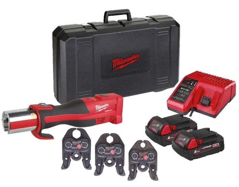 Обтискач гідравлічний акумуляторний для труб MILWAUKEE, M18 BLHPT-202C V-SET (зарядний пристрій М12-18 С, 2 акумулятори М18 В2 2 (4933451134)
