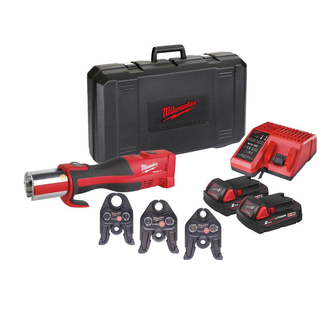 Обтискач гідравлічний акумуляторний для труб MILWAUKEE, M18 BLHPT-202C TH-SET (зарядний пристрій М12-18 С, 2 акумулятори М18 В2 (4933451135)