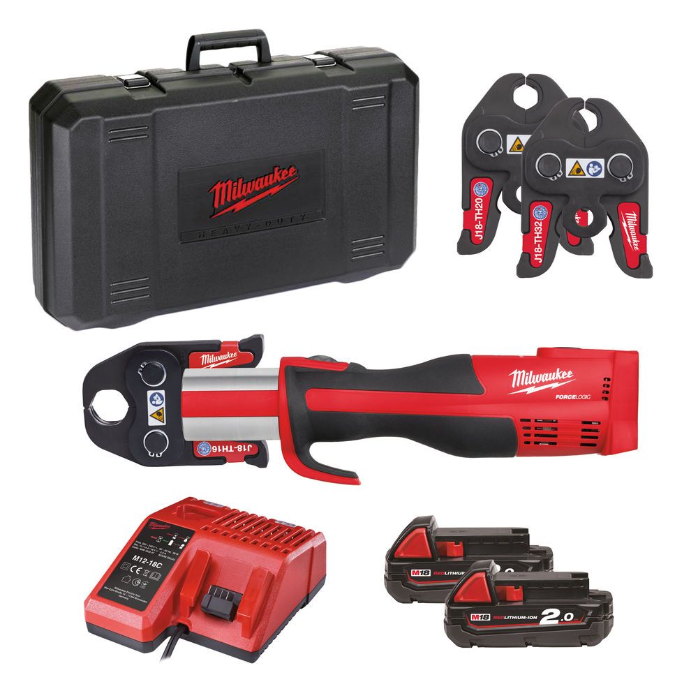 Обтискач гідравлічний акумуляторний для труб MILWAUKEE, M18 BLHPT-202C TH-SET (зарядний пристрій М12-18 С, 2 акумулятори М18 В2 (4933451135)