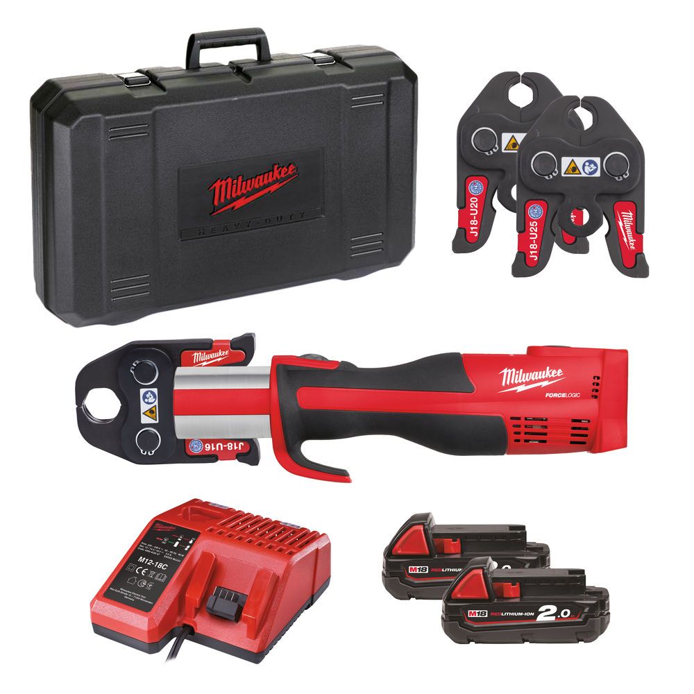Обтискач гідравлічний акумуляторний для труб MILWAUKEE, M18 BLHPT-202C U-SET (зарядний пристрій М12-18 С, 2 акумулятори М18 В2 2 (4933451136)