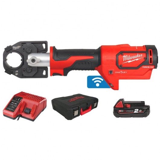Обтискач гідравлійчний акумуляторний для кабелів MILWAUKEE, M18 HCCT-201C, 53кН (зарядний.пристрій M12-18 FC, 1 акумумулятор М18 (4933451194)
