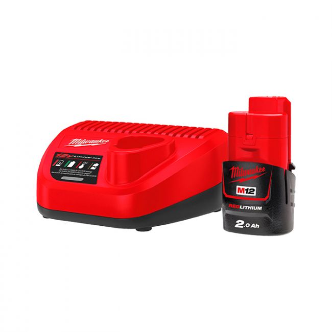 Енергокомплект Li-Ion MILWAUKEE, M12 NRG-201 (зарядний.пристрій С12, 1 акумулятор В2 2Аг, картонне пакуванння) (4933451900)