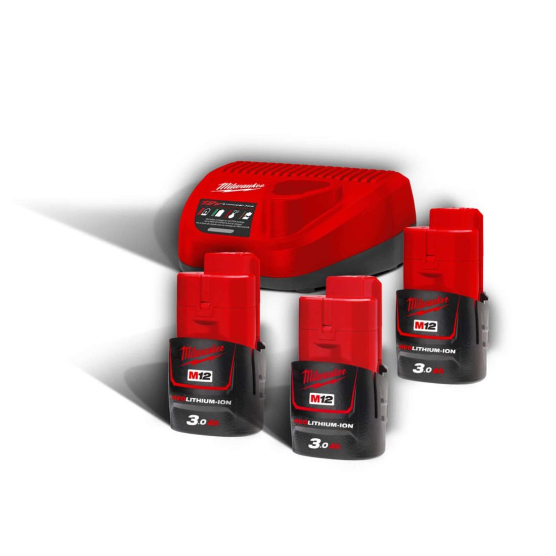 Енергокомплект Li-Ion MILWAUKEE, M12 NRG-303 (зарядний.пристрій С12, 3 акумумулятори В3 3Аг, картонне пакуванння) (4933459207)