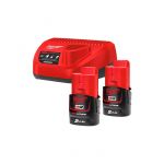 Енергокомплект Li-Ion MILWAUKEE, M12 NRG-202 (зарядний пристрій  С12, 2 акумулятори В2 2Аг, картонне пакуванння) (4933459209)