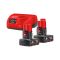 Енергокомплект Li-Ion MILWAUKEE, M12 NRG-402 (зарядний.пристрій С12, 2 акумулятори В4 4Аг, картонне пакуванння) (4933459211)