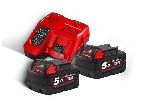 Енергокомплект MILWAUKEE M18 NRG-502 (зарядний пристрій M12-18C, 2 акумулятори М18 В5 5Аг, картонне пакування) (4933459218)