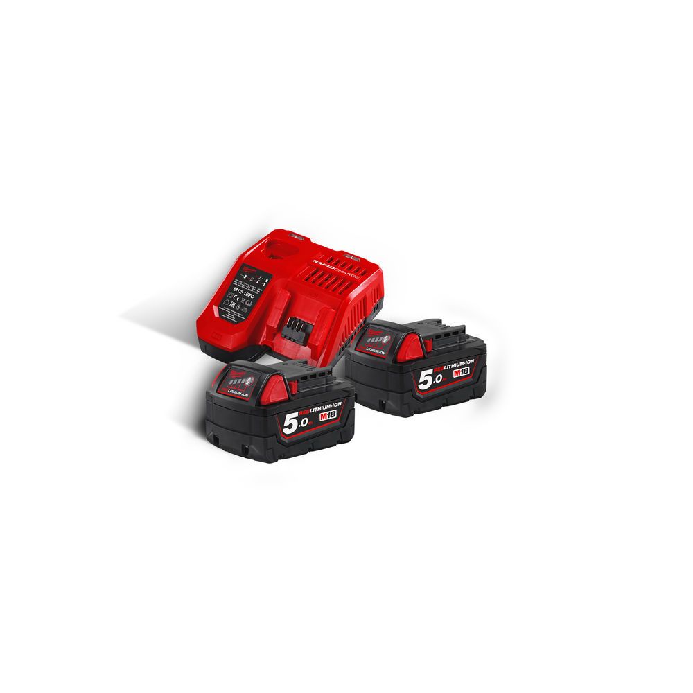 Енергокомплект MILWAUKEE M18 NRG-502 (зарядний пристрій M12-18C, 2 акумулятори М18 В5 5Аг, картонне пакування) (4933459218)