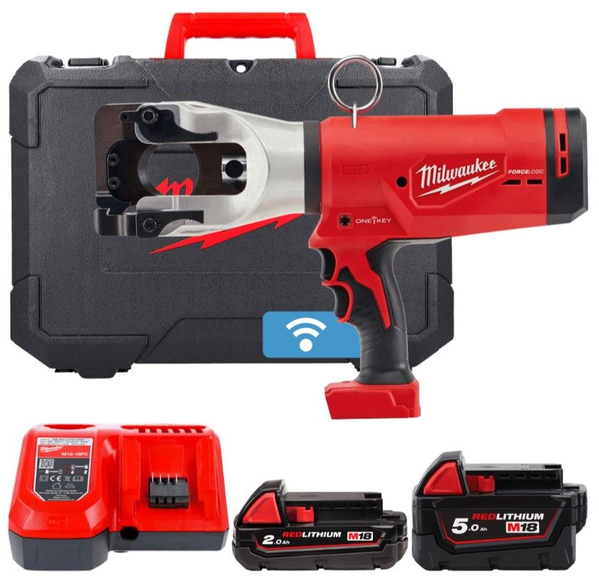 Кабелеріз гідравлічний акумуляторний MILWAUKEE, M18 HCC45-522C (зарядний пристрій M12-18 FC, 1 акумулятор М18 В2 2Аг, 1 акумулят (4933459266)