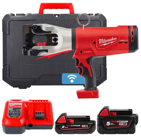 Кабелеріз гідравлічний акумуляторний MILWAUKEE, M18 HCC45-522C (зарядний пристрій M12-18 FC, 1 акумулятор М18 В2 2Аг, 1 акумулят (4933459266)