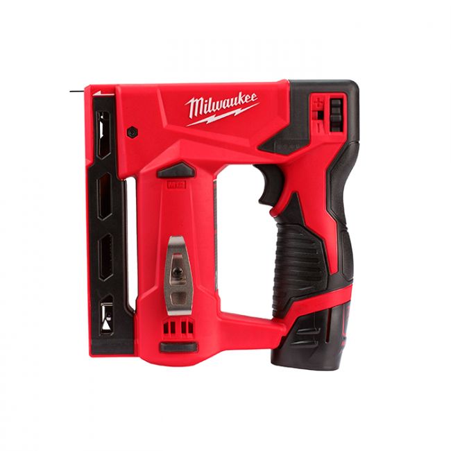 Степлер акумуляторний MILWAUKEE, M12 BST-202X (зарядний пристрій С12 С, 2 акумулятори М12 В2 2Аг, кліпса для ременя, HDкейс) (4933459635)