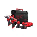Набір інструмента акумуляторного MILWAUKEE, M12 FPP2A-602X (FPD,FID+заряд.пр., 2акум.Х6Аг,HD кейс) (4933459810)