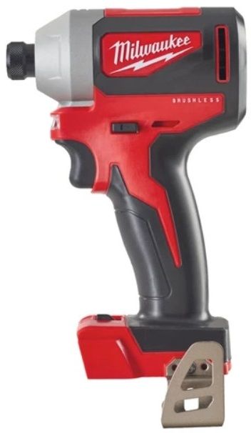 Шуруповерт ударний акумуляторний безщітковий 1/4" HEX MILWAUKEE, M18 BLID2-0X, 180Нм (каркас, кліпса для ременя, HDкейс) (4933464519)