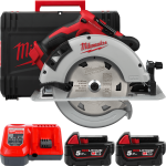 Пила дискова ручна аккумуляторна MILWAUKEE, M18 BLCS66-502X, діаметр 165мм (зарядний пристрій M12-18 FC, 2 акумулятори M18 B5 5А (4933464590)