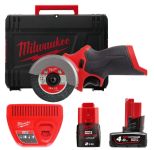 Шліфмашина універсальна відрізна акумуляторна безщіткова MILWAUKEE, M12 FCOT-422X, діаметр 76мм (зарядний пристрій С12 С, 1 х М1 (4933464619)