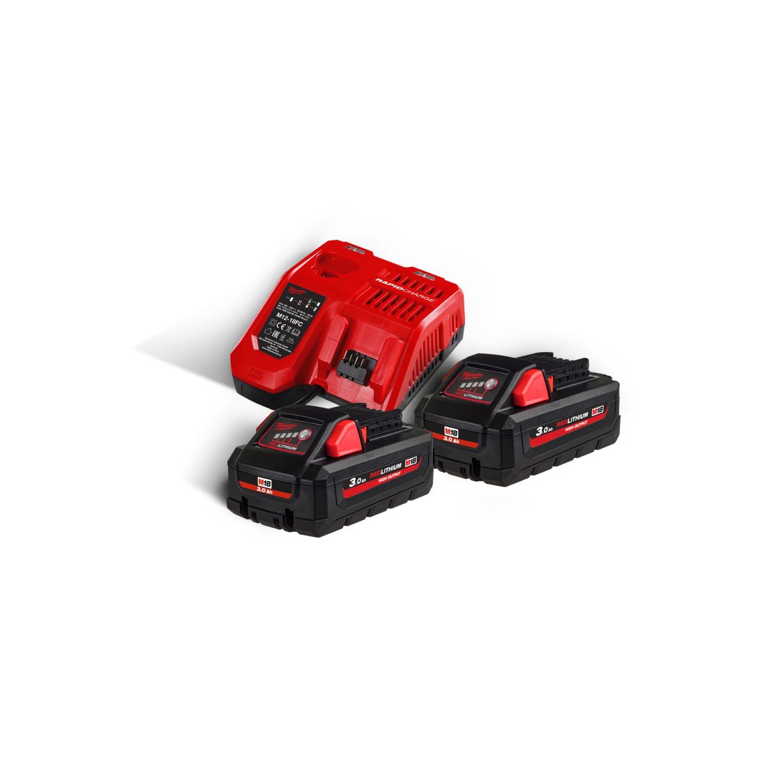 Енергокомплект Li-Ion MILWAUKEE, M18 HNRG-302 (зарядний пристрій M12-18FC, 2 акумулятори М18 HВ3 3Аг, картонне пакування) + акум (4933471071)