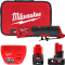 Шліфмашина пряма цангова акумуляторна безщіткова MILWAUKEE, M12 FDGS-422B (зарядний пристрій С12 С, 1 акумулятор М12 В2 2Аг, 1 а (4933471436)