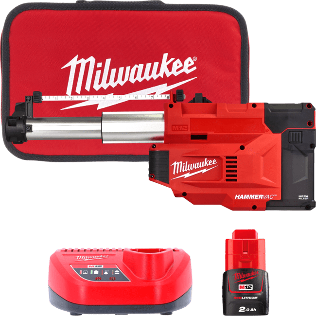 Система видалення пилу для перфораторів акумуляторна MILWAUKEE, M12 UDEL-201B, L-клас (зарядний пристрій С12 С, 1 акумулятор М12 (4933471461)