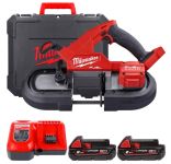 Пила стрічкова акумуляторна MILWAUKEE, M18 FBS85-202C (зарядний пристрій M12-18 FC, 2 акумулятори М18 В2 2Аг, аксесуари, кейс) (4933471497)