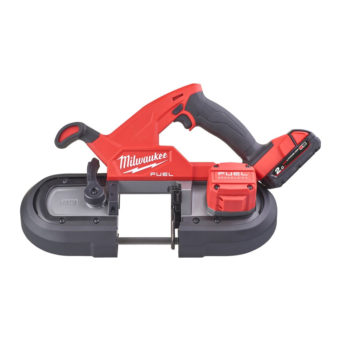 Пила стрічкова акумуляторна MILWAUKEE, M18 FBS85-202C (зарядний пристрій M12-18 FC, 2 акумулятори М18 В2 2Аг, аксесуари, кейс) (4933471497)