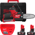 Пила ланцюгова акумуляторна шина 15 см MILWAUKEE M12 FUEL FHS-602X (+ заряд.пристрій, 2 акум., HD кейс) (4933472212)