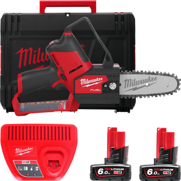Пила ланцюгова акумуляторна шина 15 см MILWAUKEE M12 FUEL FHS-602X (+ заряд.пристрій, 2 акум., HD кейс) (4933472212)