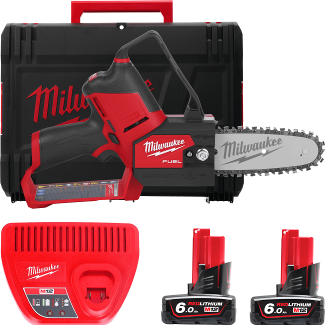 Пила ланцюгова акумуляторна шина 15 см MILWAUKEE M12 FUEL FHS-602X (+ заряд.пристрій, 2 акум., HD кейс) (4933472212)