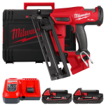 Пістолет цвяхозабивний акумуляторний безщітковий MILWAUKEE, M18 FN16GA-202X (зарядний пристрій M12-18 FC, 2 акумулятори М18 В2 2 (4933478092)