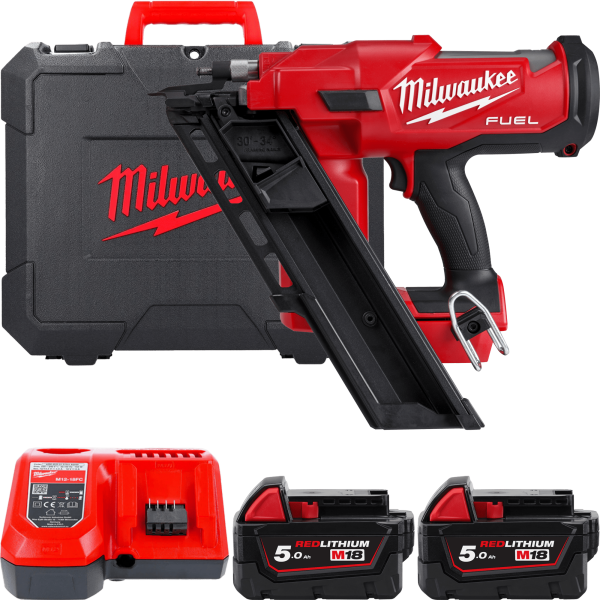 Пістолет цвяхозабивний акумуляторний безщітковий MILWAUKEE M18 FUEL FFNS-502C  (зарядний пристрій M12-M18 FC, 2 акумулятори M18 (4933478302)