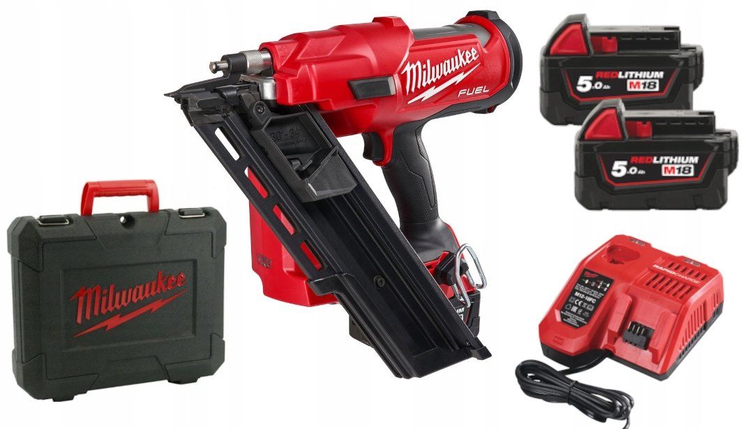 Пістолет цвяхозабивний акумуляторний безщітковий MILWAUKEE M18 FUEL FFNS-502C  (зарядний пристрій M12-M18 FC, 2 акумулятори M18 (4933478302)