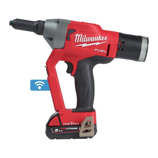 Заклепочник акумуляторний безщітковий MILWAUKEE M18 ONEFPRT-202X, діаметр заклепок 4,8-7,0мм (зарядний.пристрій М12-18 FC, 2 аку (4933478602)