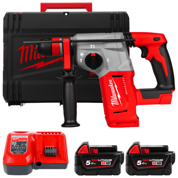 Перфоратор акумуляторний SDS-PLUS MILWAUKEE, M18 BLHX-502X, 2,3 Дж (зарядний пристрій M12-18 FC, 2 акумулятори М18 В5 5Аг, патро (4933478892)