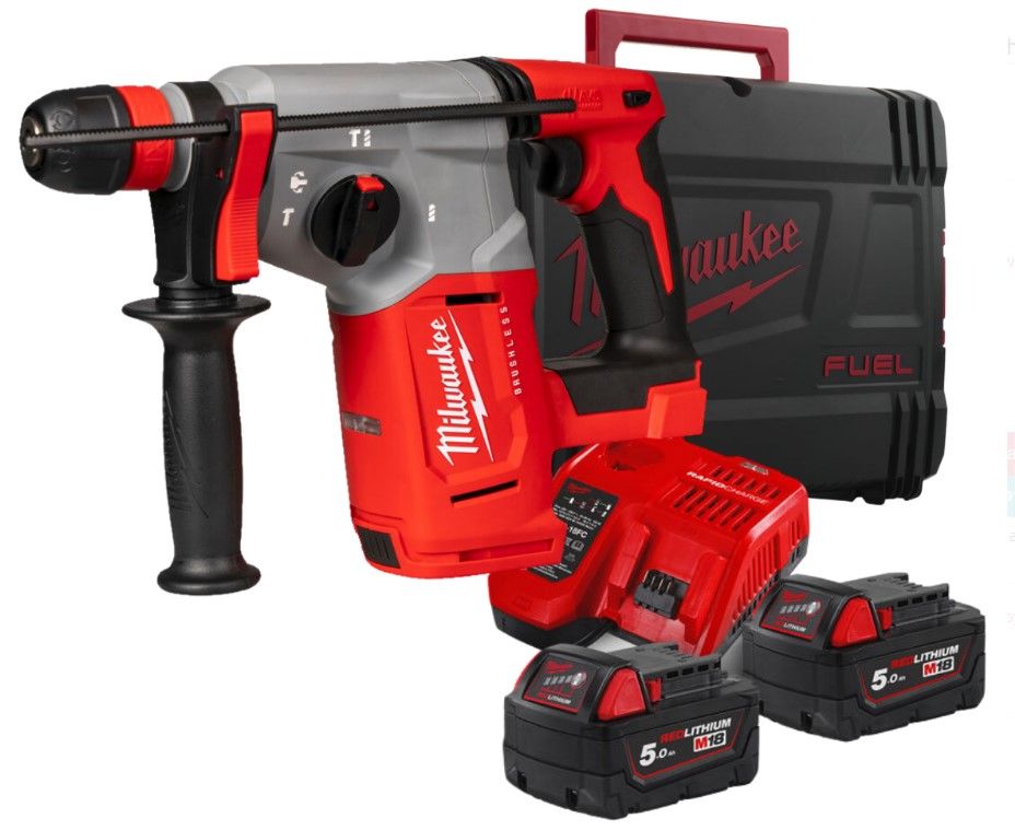 Перфоратор акумуляторний SDS-PLUS MILWAUKEE, M18 BLHX-502X, 2,3 Дж (зарядний пристрій M12-18 FC, 2 акумулятори М18 В5 5Аг, патро (4933478892)