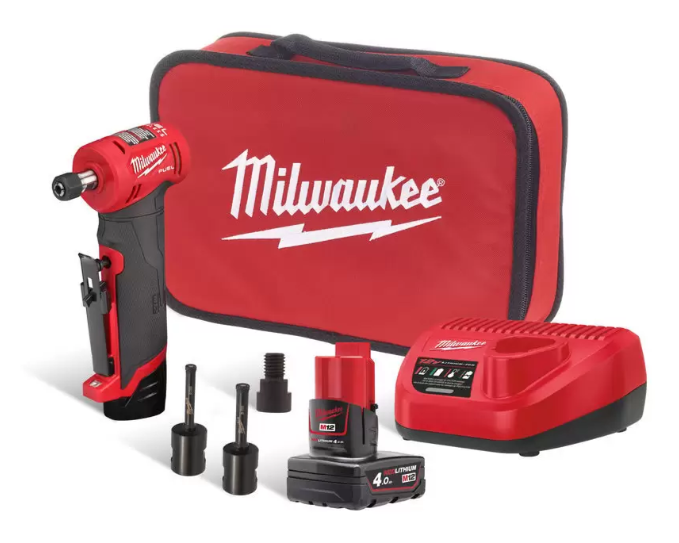 Шліфмашина кутова цангова акумуляторна MILWAUKEE M12 FDGA-422BA, (зарядний пристрій, аккумулятори М12 2 Аг та 4Аг , перехідник, (4933478991)
