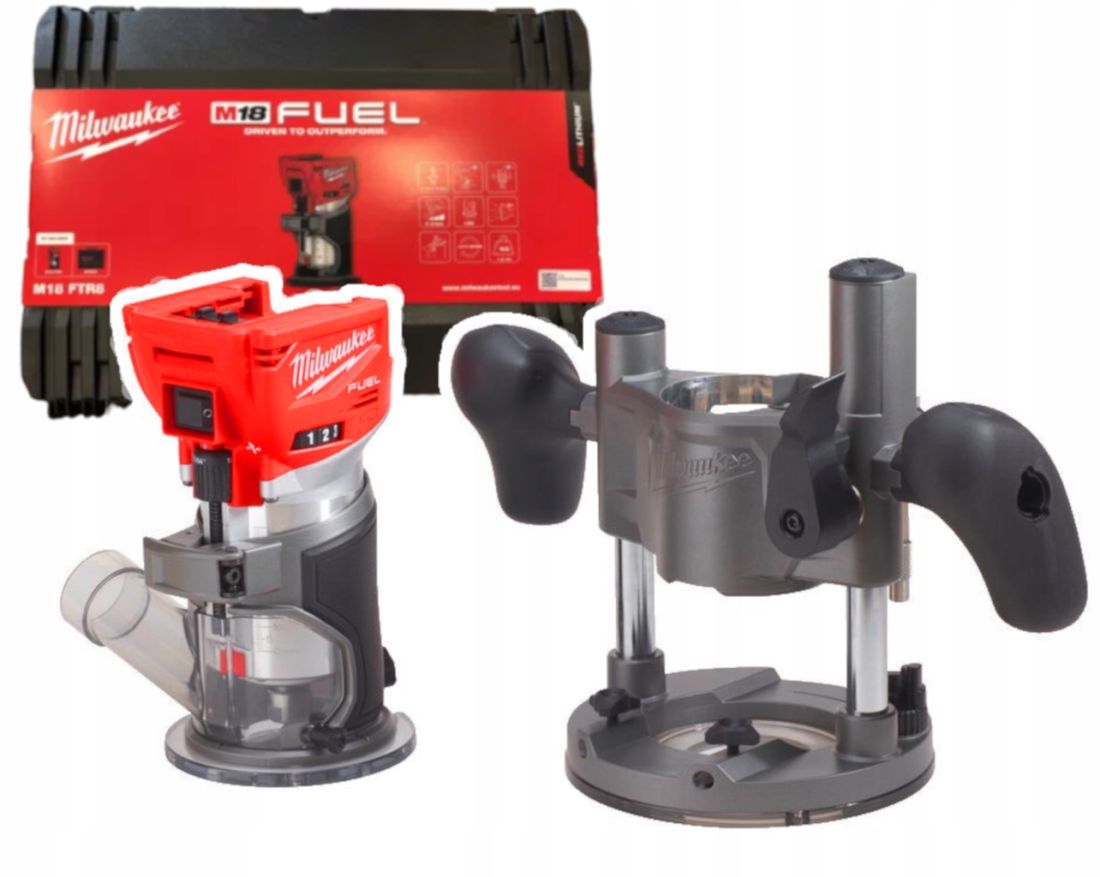 Фрезер кромкувальний акумулятрний MILWAUKEE, M18 FTR8-0X, цанга 6/8мм (насадки для відалення пилу 2шт, накладка 146мм, цанга 1х6 (4933479073)