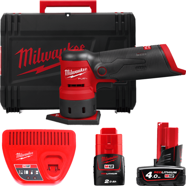 Шліфмашина вібраційна акумуляторна безщіткова MILWAUKEE, M12 FDSS-422X (зарядний пристрій С12 С, 1 акумулятор М12 В2 2Аг, 1 акум (4933479681)