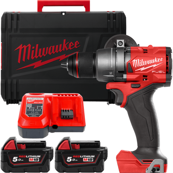 Дриль-шуруповерт акумуляторний безщітковий MILWAUKEE, M18 FDD3-502X, 158Нм (зарядний пристрій М12-18 FC, 2 акумулятори М18 В5 5А (4933479863)