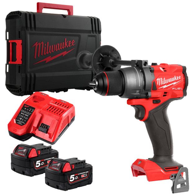 Дриль-шуруповерт акумуляторний безщітковий MILWAUKEE, M18 FDD3-502X, 158Нм (зарядний пристрій М12-18 FC, 2 акумулятори М18 В5 5А (4933479863)