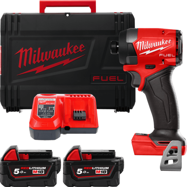 Шуруповерт ударний акумуляторний MILWAUKEE, M18 FID3-502X, 226Нм (зарядний пристрій M12-18 FC, 2 акумулятори М18 В5 5 Аг, кліпса (4933479865)