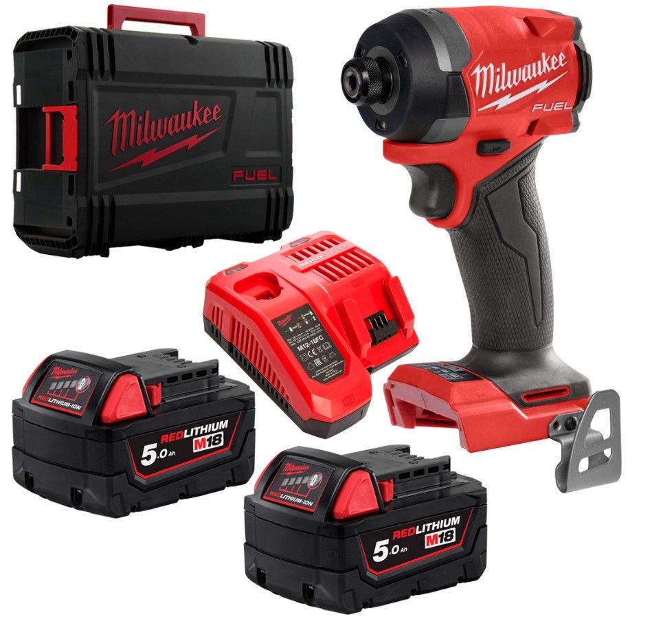 Шуруповерт ударний акумуляторний MILWAUKEE, M18 FID3-502X, 226Нм (зарядний пристрій M12-18 FC, 2 акумулятори М18 В5 5 Аг, кліпса (4933479865)